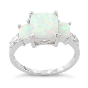 Sterling Silver White Australian Opal NEW Ring